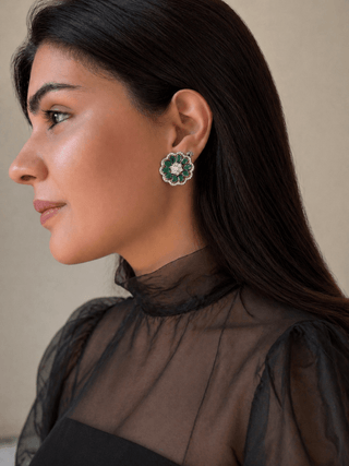 Emerald Golshan Earrings - Noor Monnoo