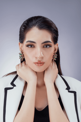 Emerald Lotus Earrings - Noor Monnoo