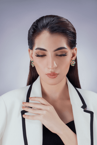 Emerald Petal Earrings - Noor Monnoo