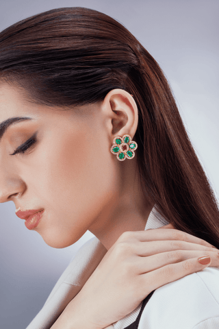 Emerald Petal Earrings - Noor Monnoo