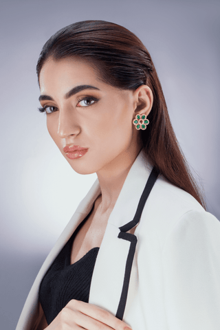 Emerald Petal Earrings - Noor Monnoo
