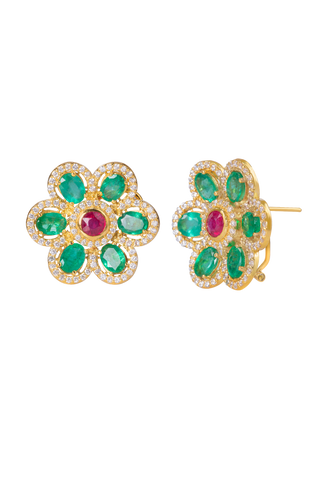 Emerald Petal Earrings - Noor Monnoo