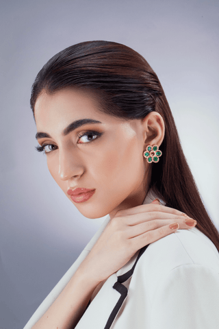 Emerald Petal Earrings - Noor Monnoo
