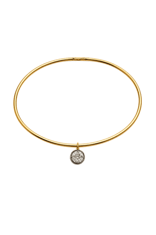 Gold Torque Necklace with Illusion Diamond Pendant - Noor Monnoo