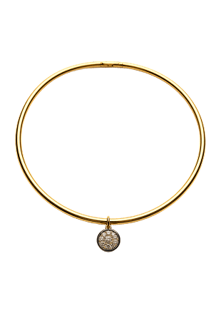 Gold Torque Necklace with Illusion Diamond Pendant - Noor Monnoo
