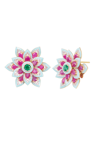 Ruby Lotus Earrings - Noor Monnoo