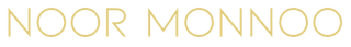 Gold 'NOOR MONNOO' text on a white background
